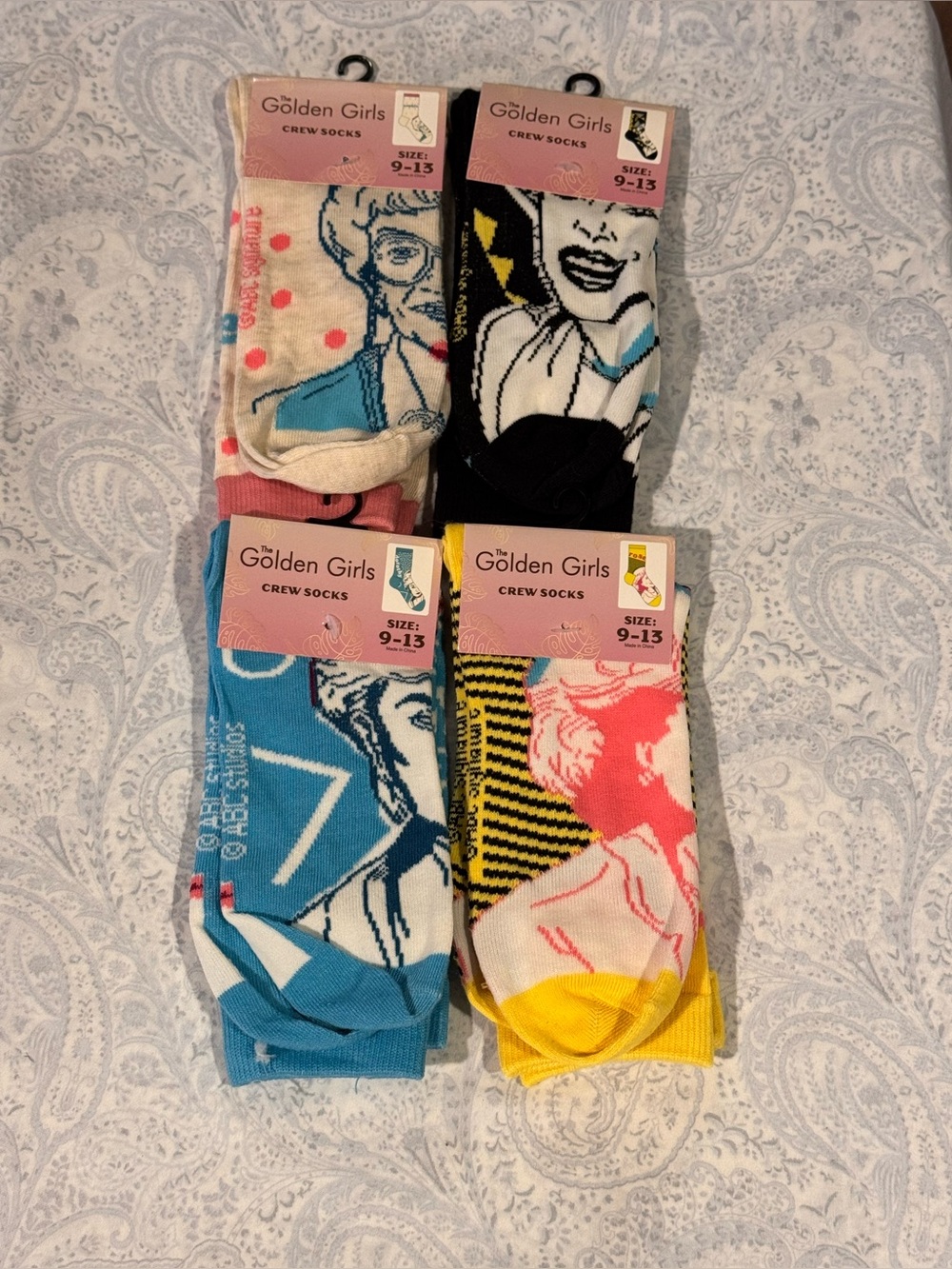 Golden Girls Crew Socks Set Sophia, Dorothy, Blanche & Rose in 80’s Style